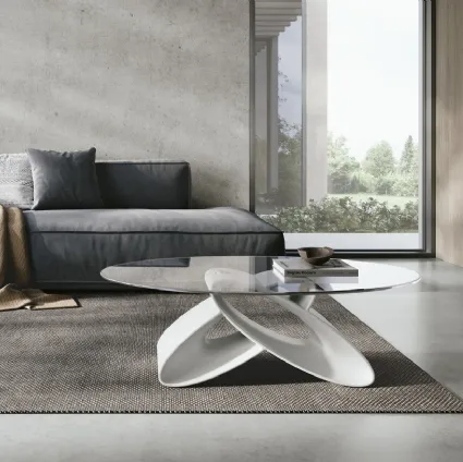 Tavolino ovale Eclipse con piano in vetro e base in poliuretano di Target Point