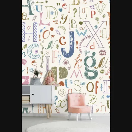 Carta da parati Kids CP0592 con lettere colorate di Pintdecor