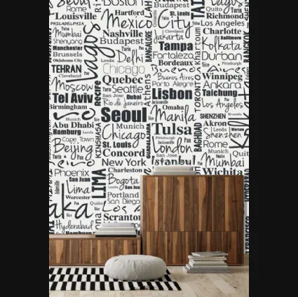 Carta da parati in bianco e nero Muri di Lettere CP0360 di Pintdecor