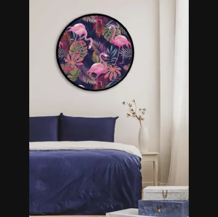 Quadro tondo Fenicotteri Incorniciati con cornice in metallo di Pintdecor