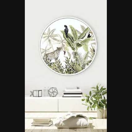 Quadro tondo Giungla Incorniciata con cornice in metallo di Pintdecor