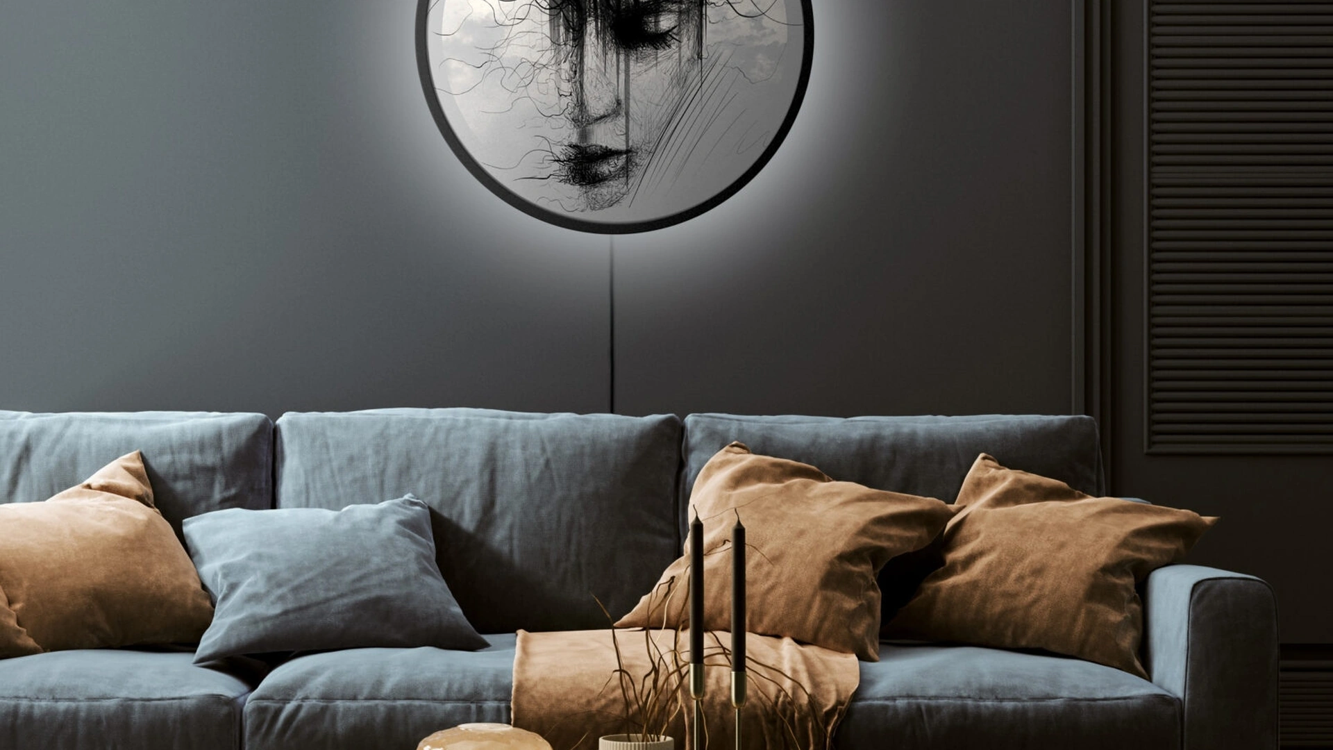 Quadro tondo luminoso 02 di Pintdecor