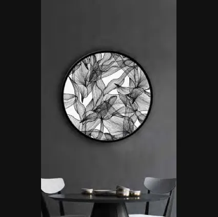 Quadro tondo Trasparenza di Petali con cornice in metallo di Pintdecor