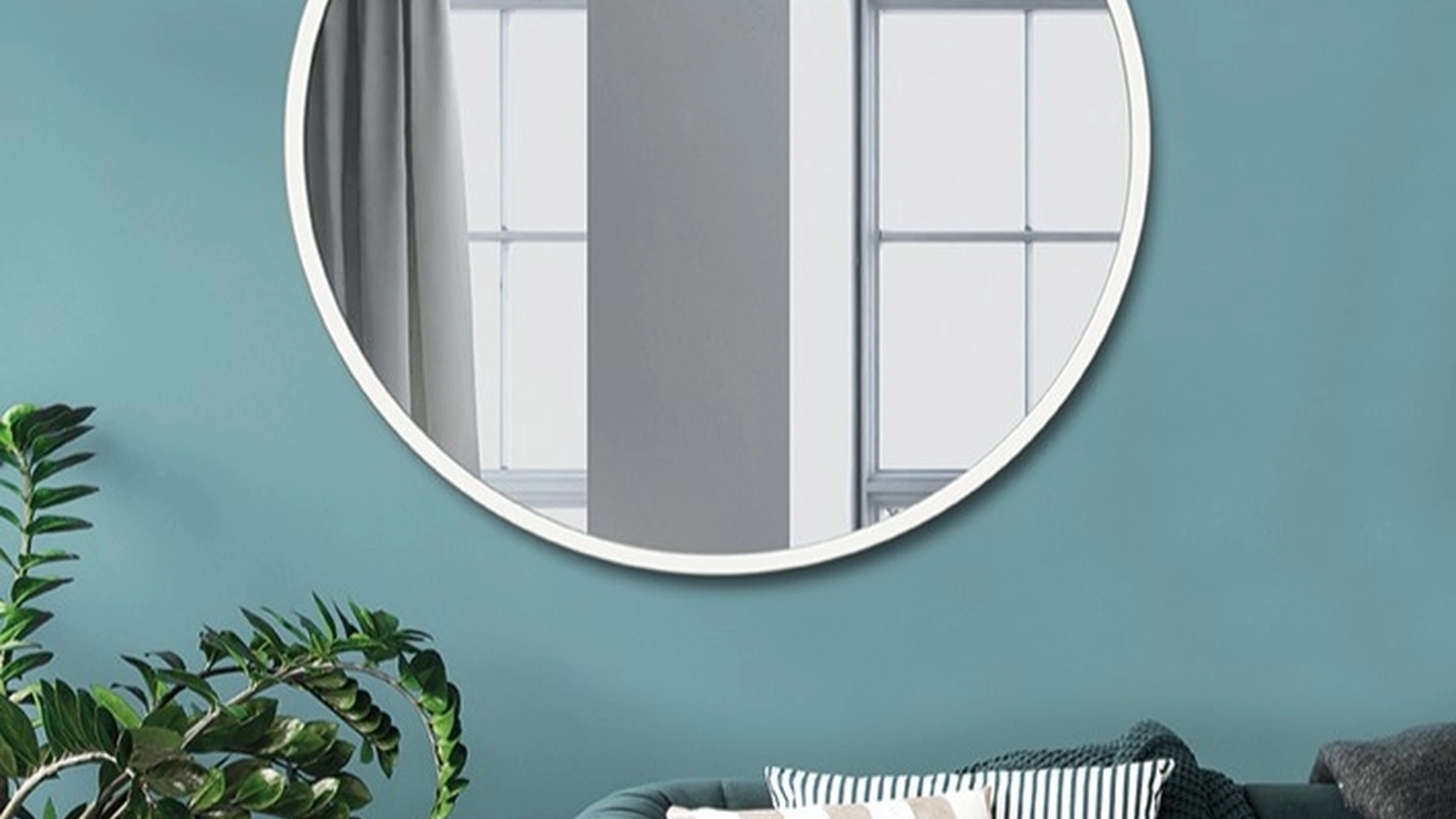 Specchiera Tonda Bianca con cornice in metallo di Pintdecor