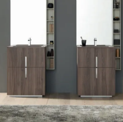 Mobile Bagno da appoggio M System C001 in HPL Unicolor Noce Savoia di Baxar