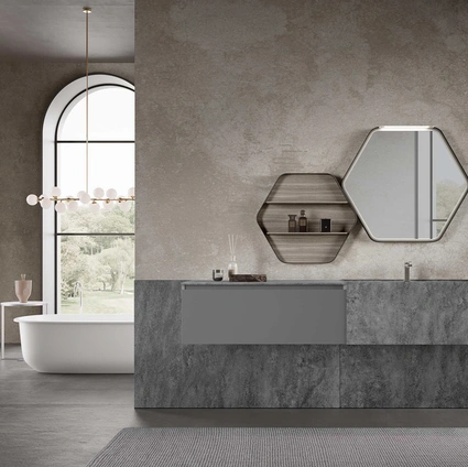 Mobile da Bagno sospeso M3 System 313 in laccato e gres di Baxar