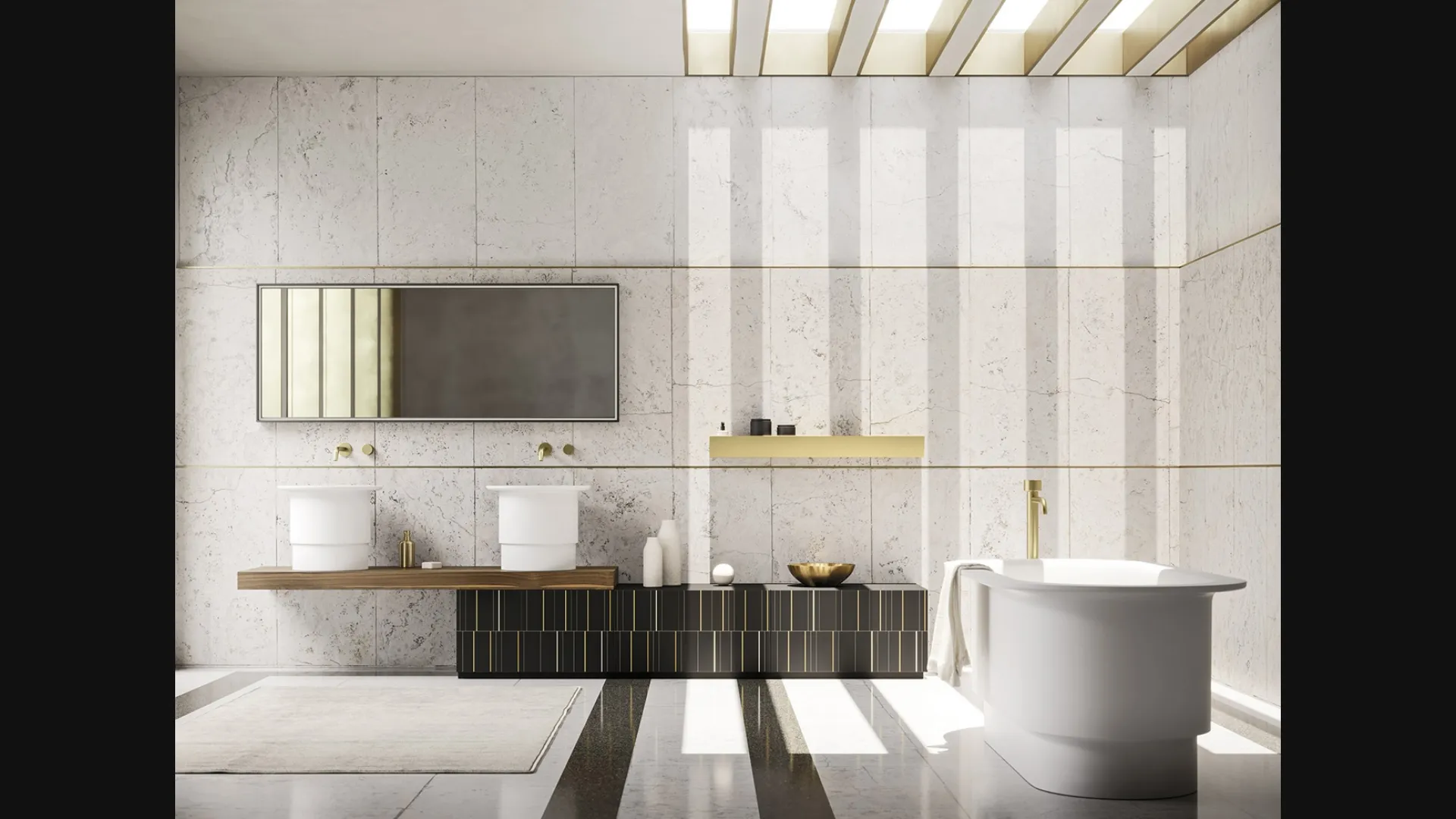 Mobile da Bagno Sky Texture 12 finitura golden nero di Arbi