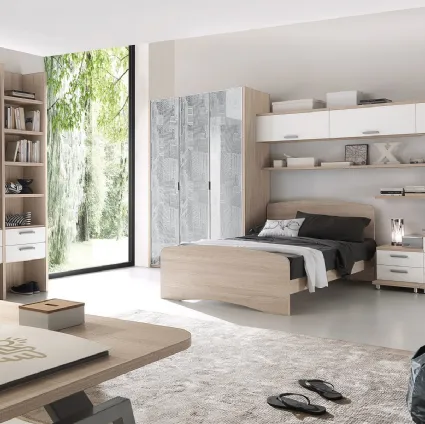 Cameretta componibile con armadio ad ante personalizzabili con stampa decorativa Composizione EN04 di S75