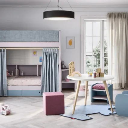Cameretta con letti a castello Kids space 14 in melaminico di Nidi