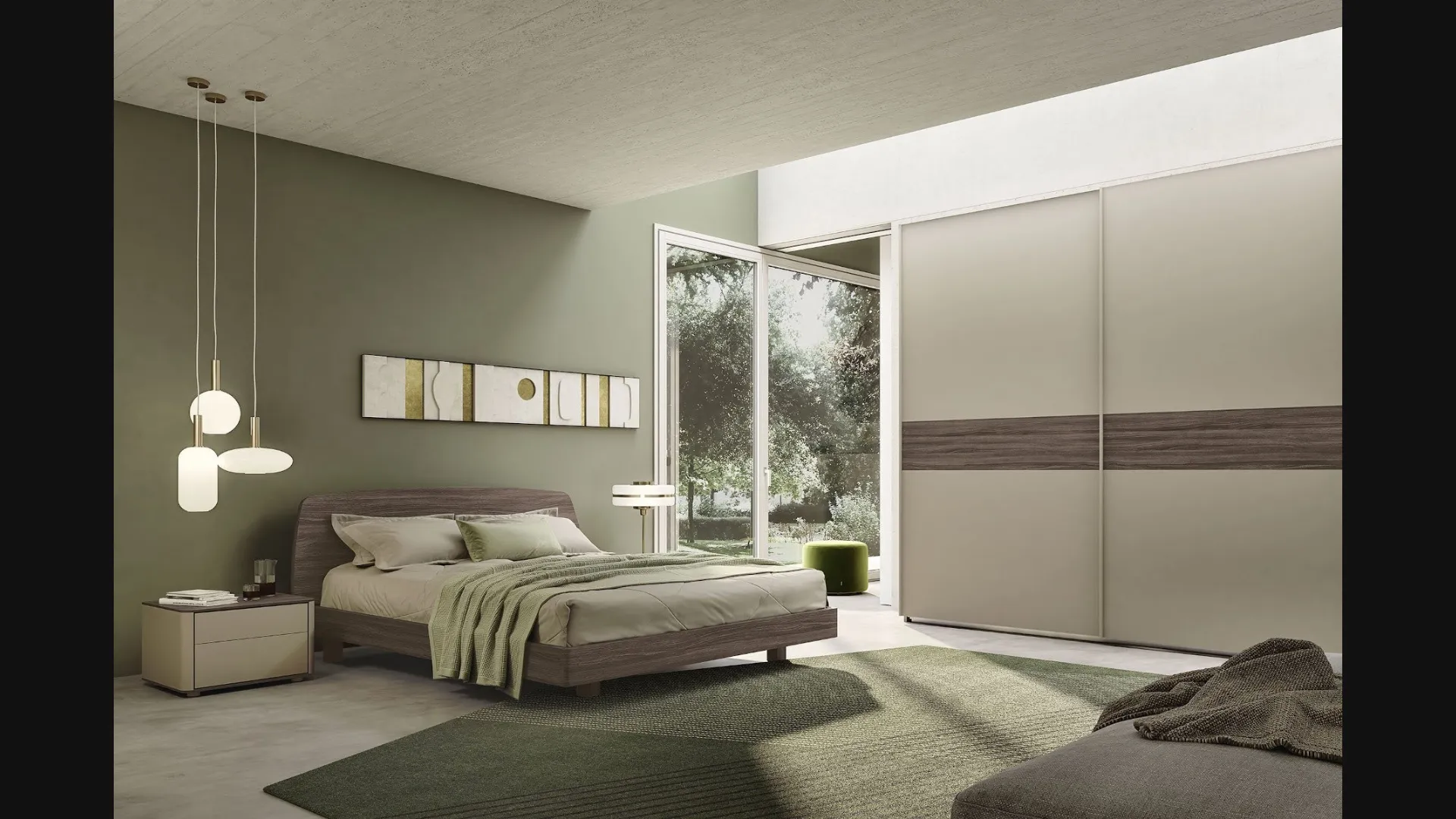 Comodino Fiancotondo Cornice in laccato creta e top in olmo dark di S75