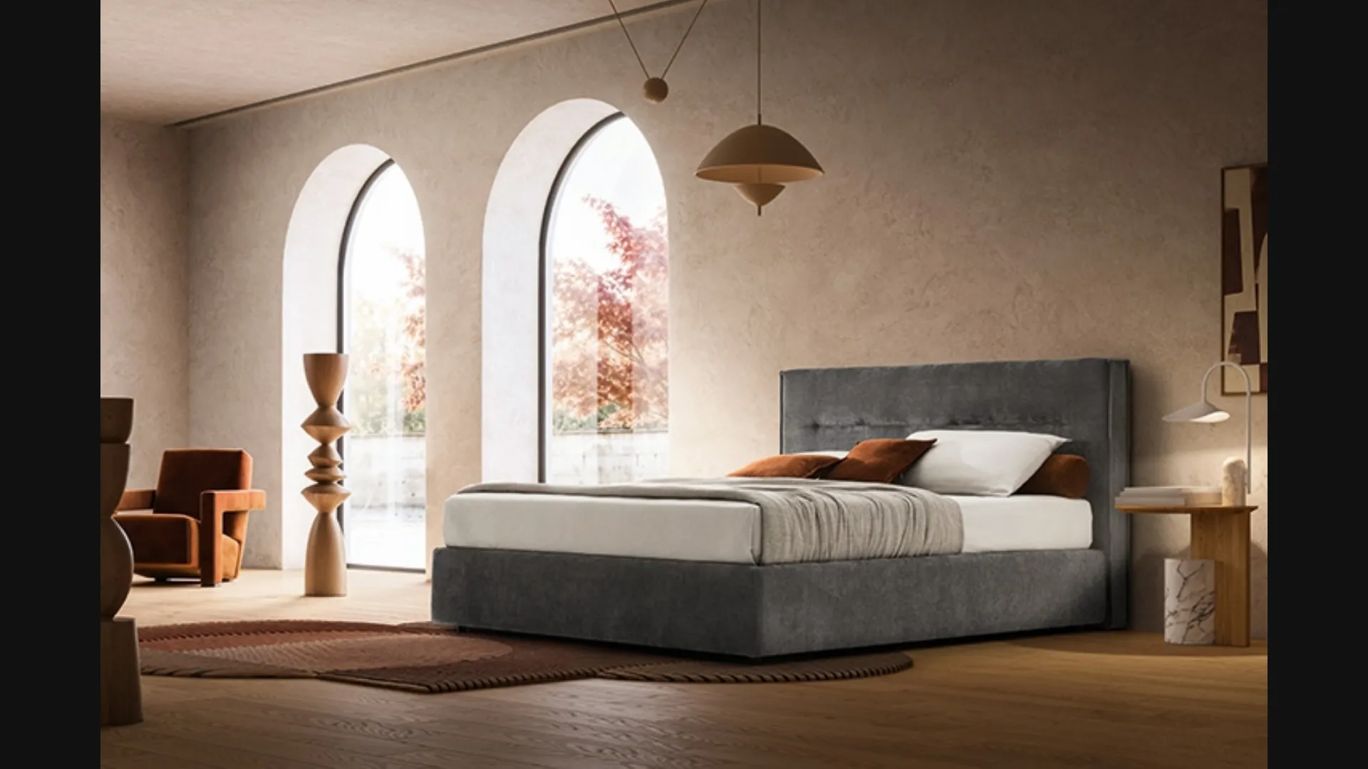 Letto Atlas in tessuto imbottito di Ennerev