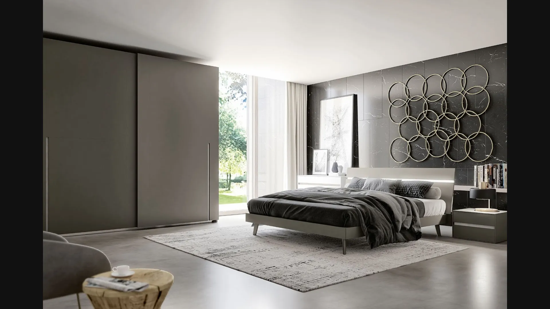 Letto con testiera illuminata Line Led di S75