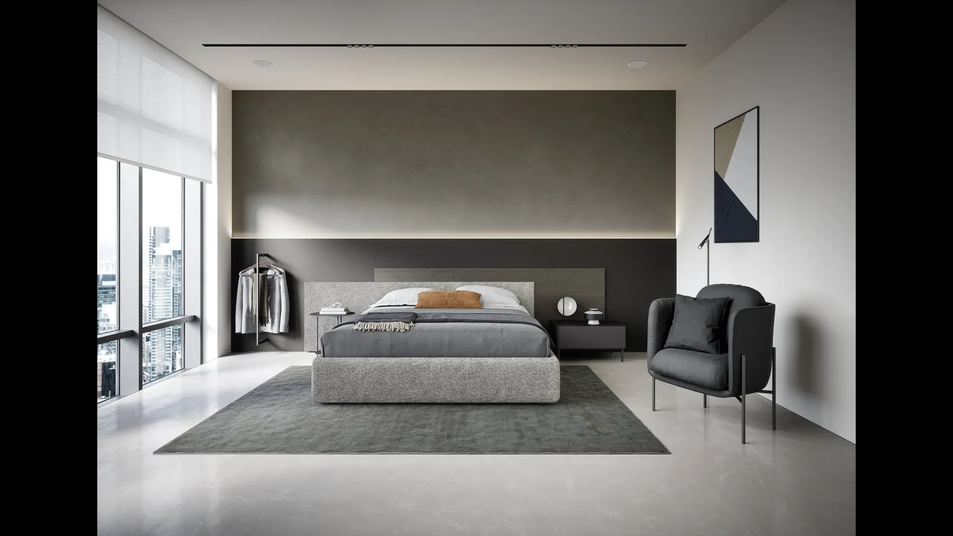 Letto Testiera Time con contenitore di Novamobili