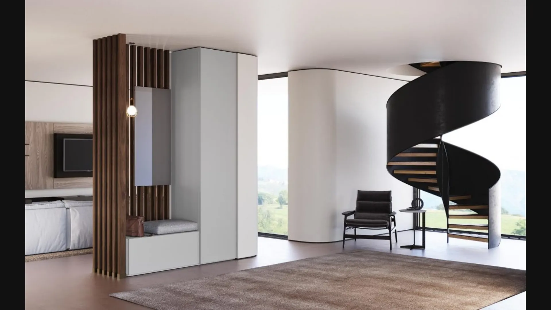 Mobile ingresso Type 01 in laccato opaco e legno di Rovere di Astor Mobili