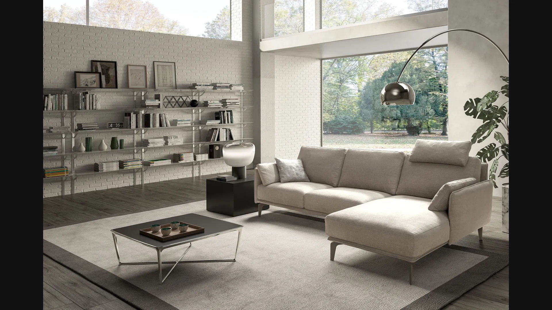 Divano moderno in tessuto con penisola Living Minimal di Samoa