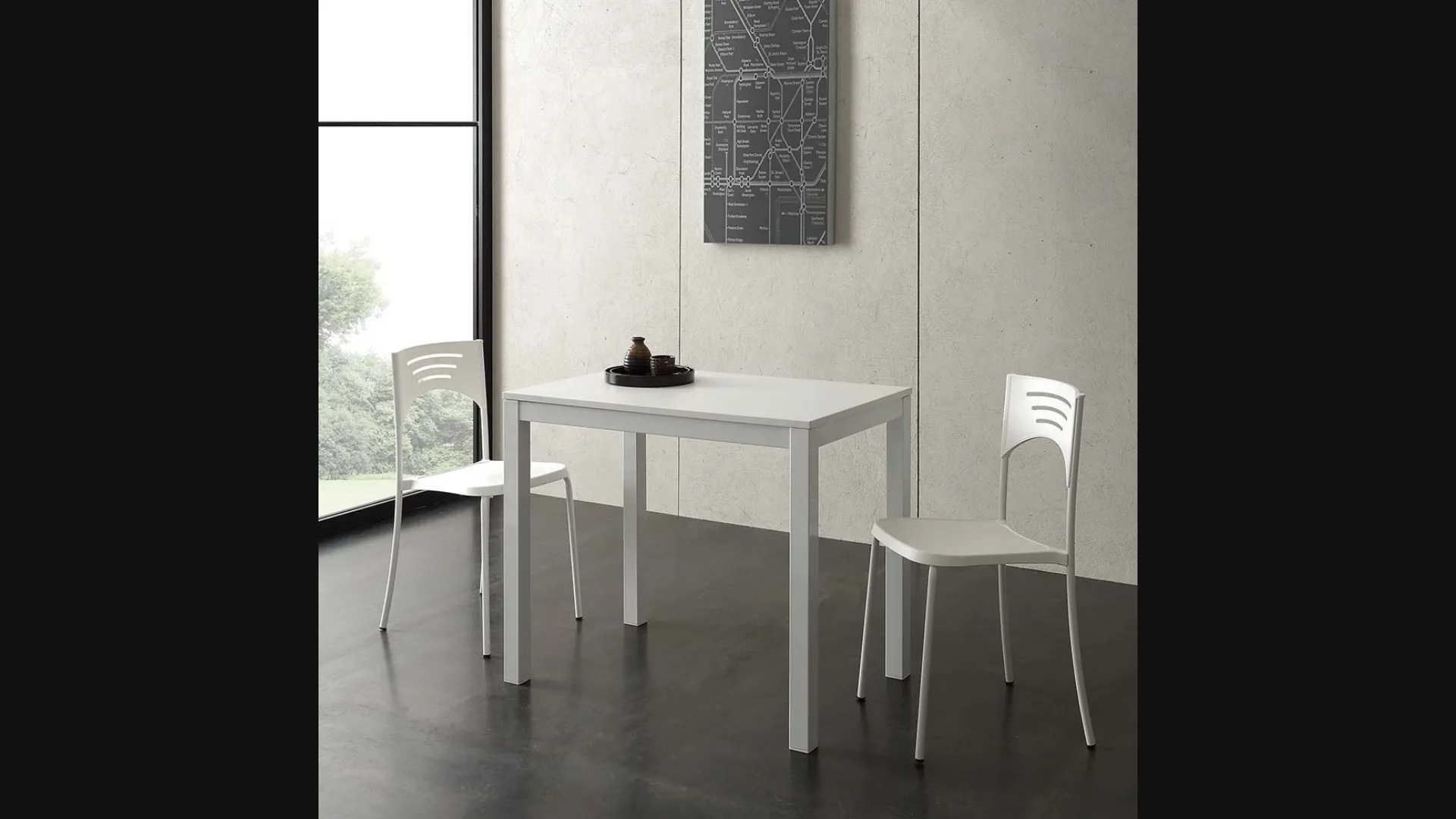 Tavolo allungabile Micro Table in nobilitato bianco con base in metallo verniciato di La Seggiola
