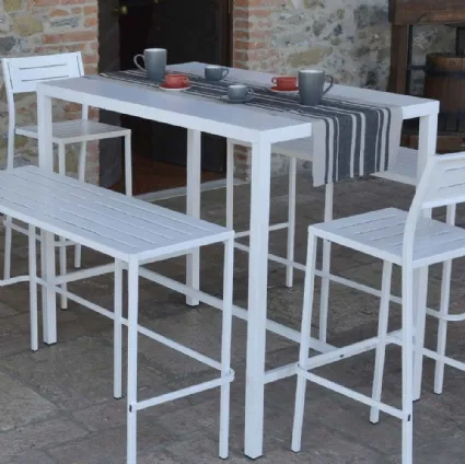 Tavolo da giardino Out Metal Tavolo Snack in acciaio zincato e verniciato bianco di La Seggiola